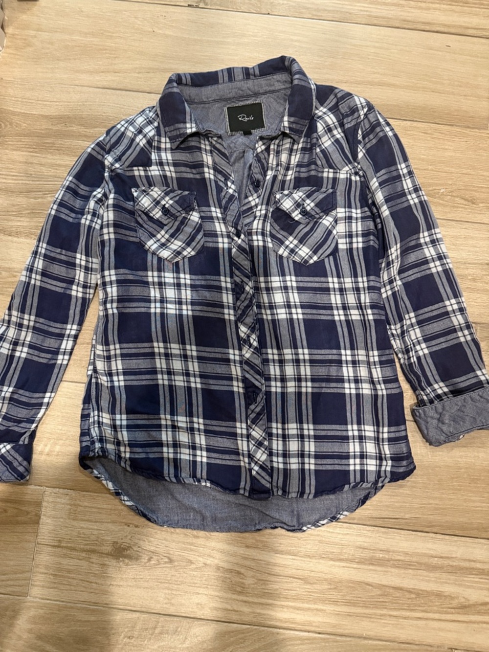 Rails Navy and White Plaid Shirt